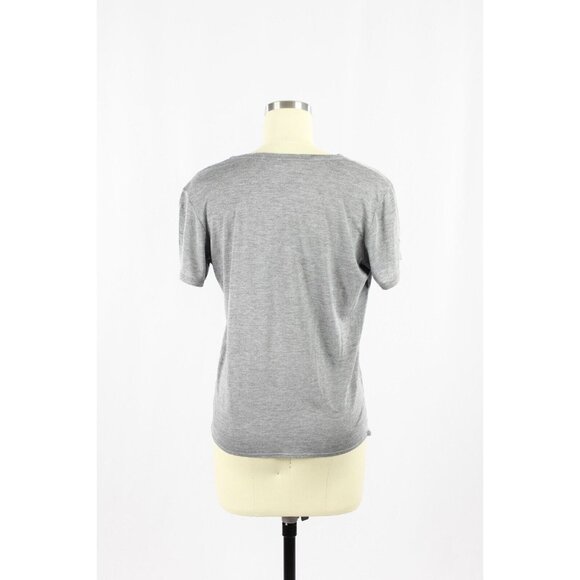 HELMUT HELMUT LANG Grey Modal Jersey Scoop Neck Scoop Hem T-Shirt, Size S - Picture 3 of 11